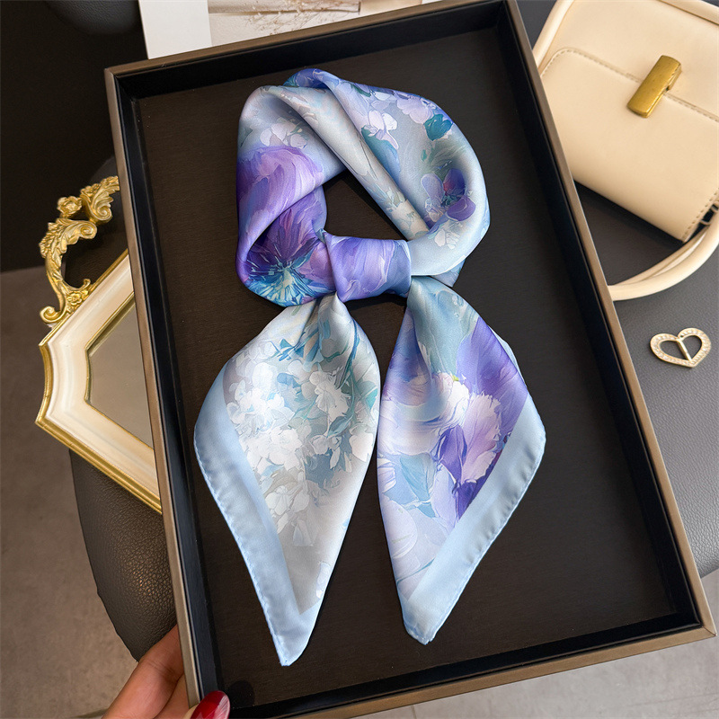 2026 New Floral Print Silk Squ - Ascot Neck Scarf 评论和价格
