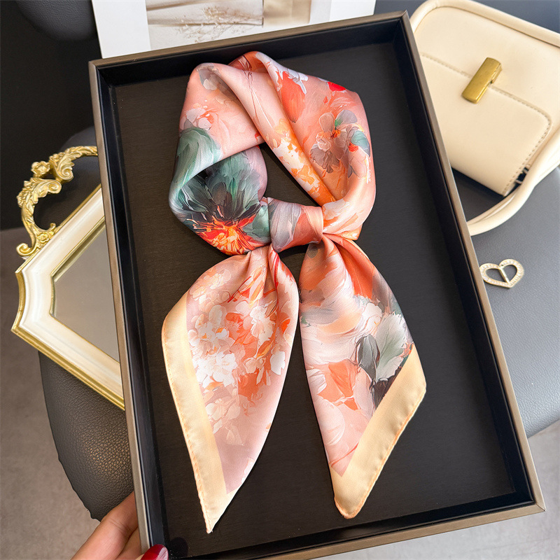 2026 New Floral Print Silk Squ - Ascot Neck Scarf 评论和价格