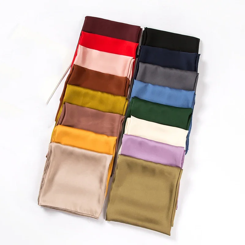 Satin Scarf Women 70cm Solid C - Ascot Neck Scarf 评论和价格