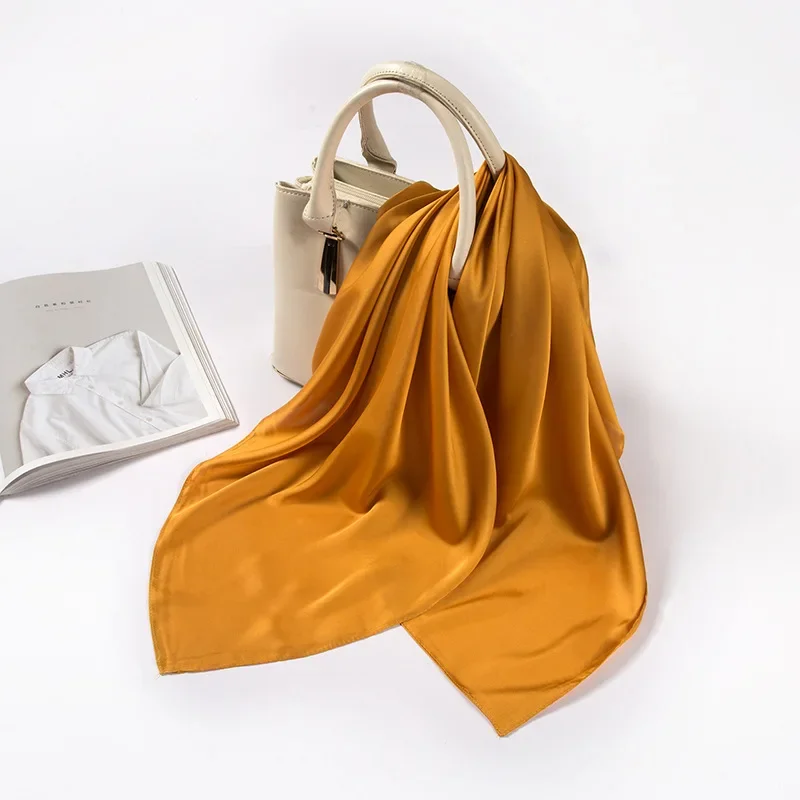 Satin Scarf Women 70cm Solid C - Ascot Neck Scarf 评论和价格