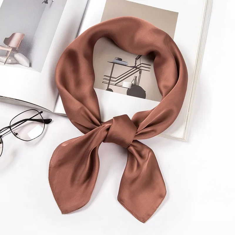 Satin Scarf Women 70cm Solid C - Ascot Neck Scarf 评论和价格