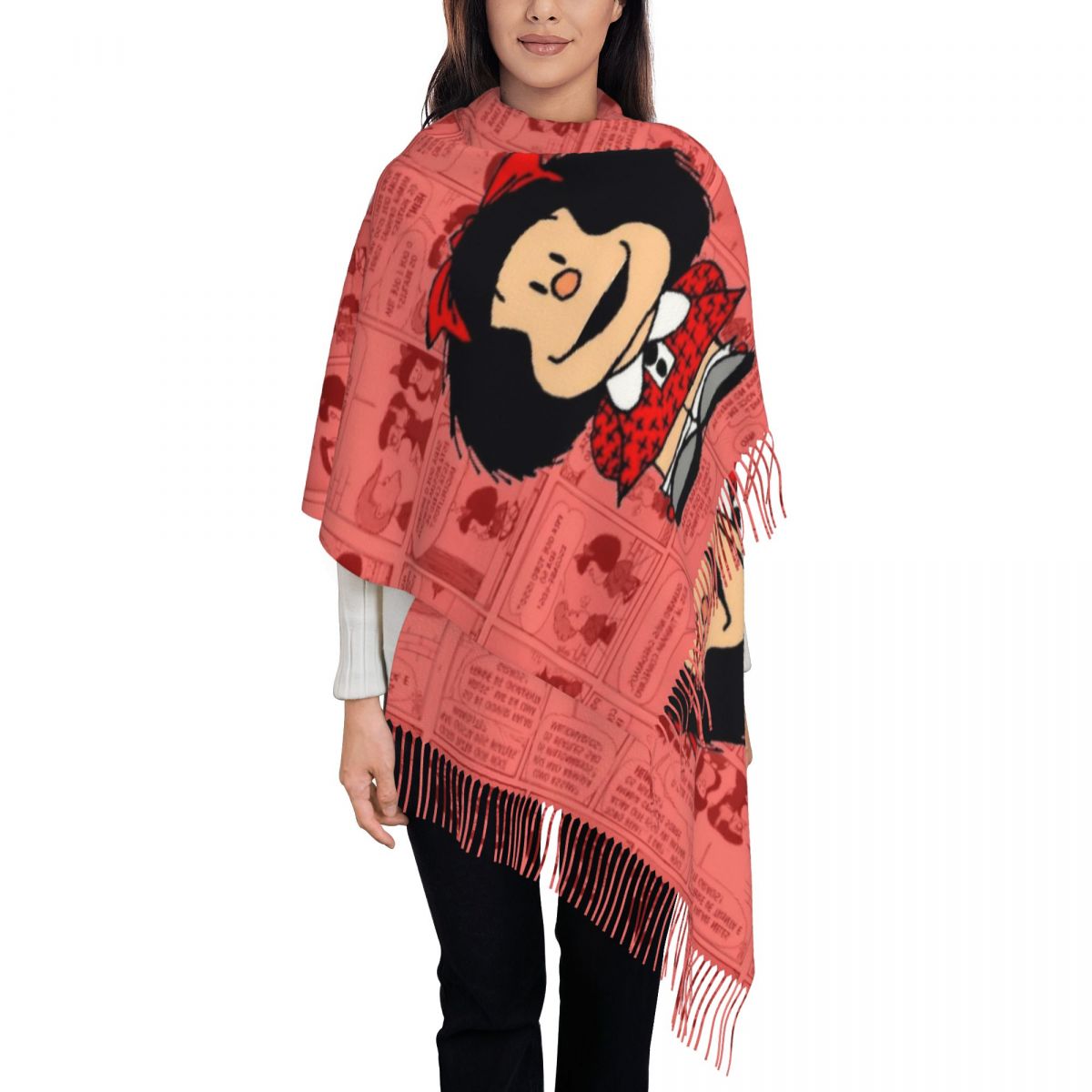 Women's Tassel Scarf Mafaldas  - Pashmina Wrap Large 评论和价格
