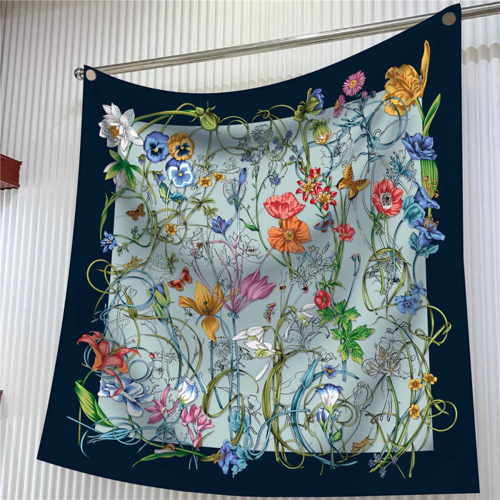 Silk Scarf Women Floral Printe - Silk Neck Scarf 评论和价格