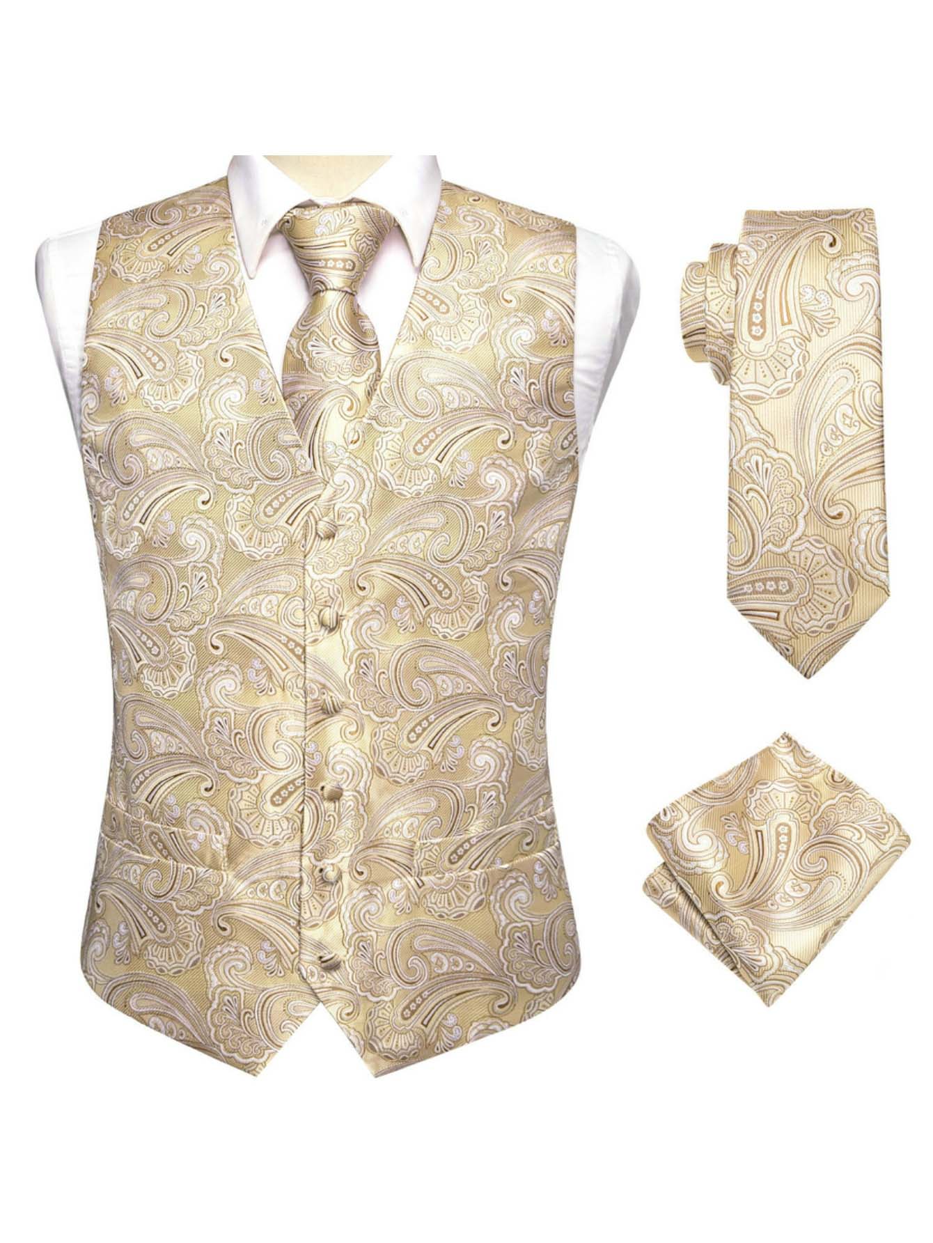 Apricot Men Vest Three-Piece S - Pocket Square Set 评论和价格