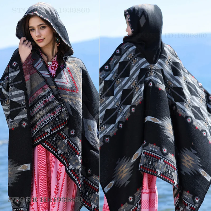 Hooded Warmth Scarf Shawl Cape - Woven Scarf Blanket 评论和价格
